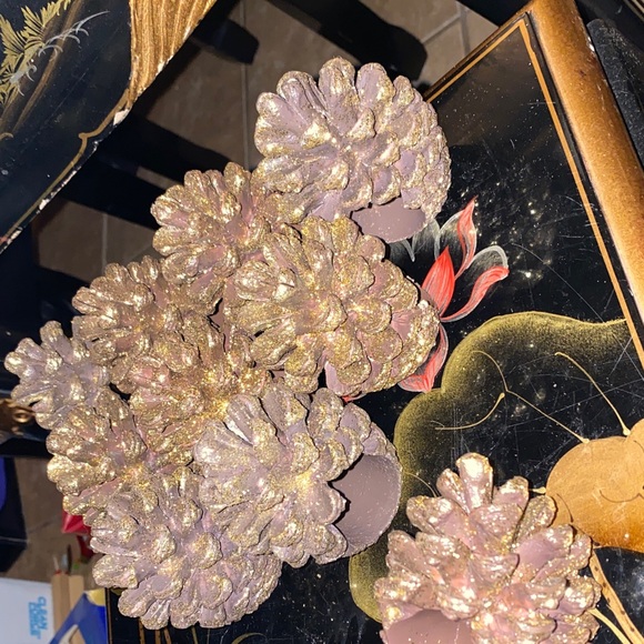 BX40 Vintage Gorgeous Set Of 10 Pinecone Napkin Rings - Picture 8 of 9